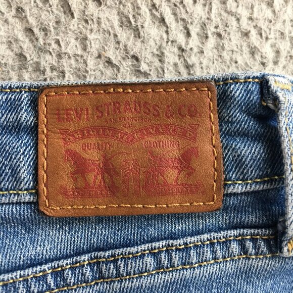 Women's Blue Denim Button Front Cotton Blend Zipper Placket - Picture 12 of 14